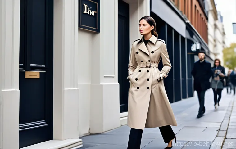 디올 새들 벨트와 미니 벨트 스타일링 - A stylish woman in her late 20s to early 30s, gracefully standing in a bright, airy room with soft n...