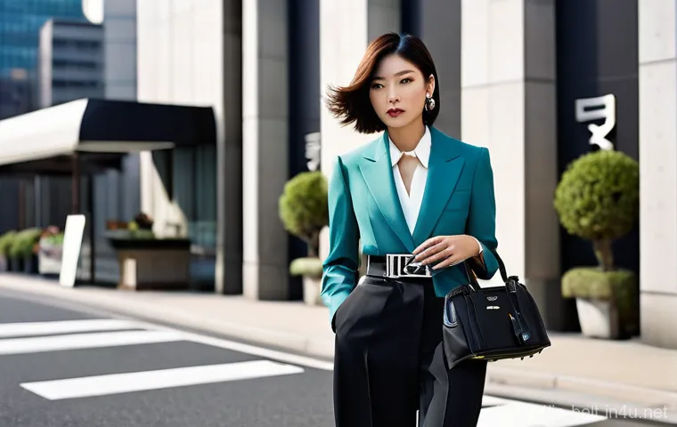 프라다 트렌디 벨트와 보테가 베네타 비교 - **Prompt for Prada: Urban Elegance and Confidence**
    A sophisticated Japanese woman in her late 2...