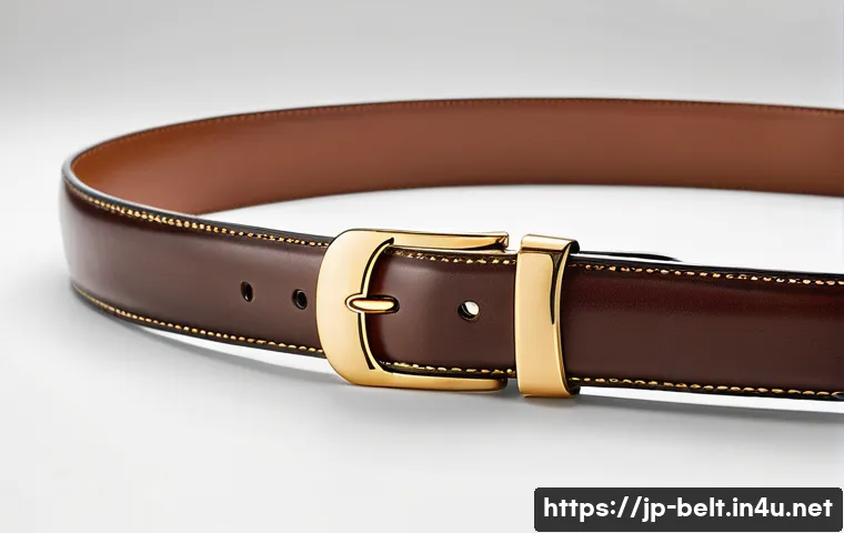 로에베 게이트 벨트와 퍼즐 벨트 스타일 - A close-up shot of a classic Loewe leather belt laid flat on a soft white fabric background, highlig...